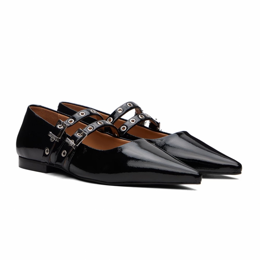 GANNI Pointed Toe Mary Jane Flat - Picture 2 of 5